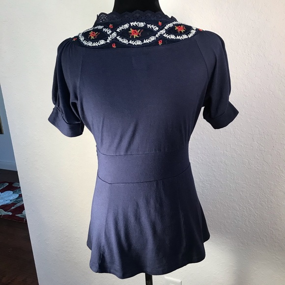Anthropologie Ric Rac Castle Hill navy blouse - Picture 4 of 8